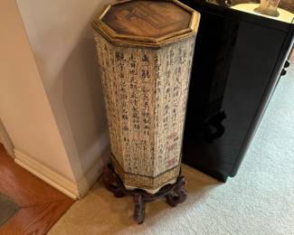 Hand Painted Chinese Octagon Pedestal on Carved Stand