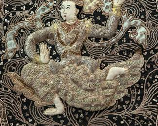 Vintage Framed KALAGA Embroidered Tapestry 