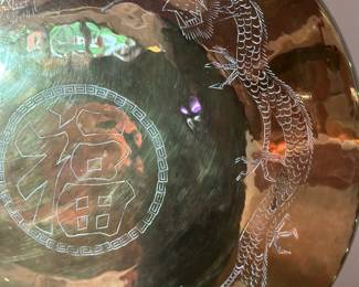 Chinese Dragon Scene Brass Gong