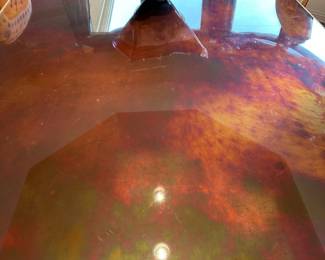 Custom Two Column Dining Room Table with Metal Inlay Top Married with Century Furniture Chairs