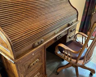 Vintage Oak Roll Top Desk