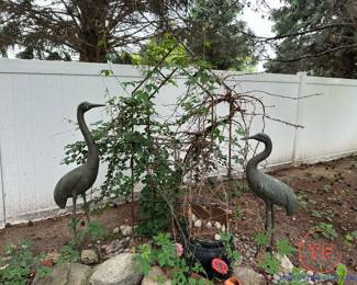 Metal Cranes Yard Art