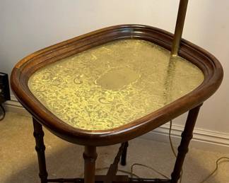 Vintage Brass Side Table Floor Lamp