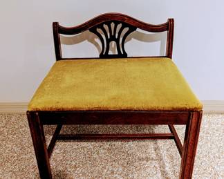 Antique Harp Back Vanity Bench - $210 - 23" wide, 5" deep, 17.5" to top of seat, 4.5" to top.