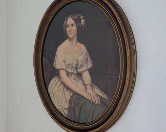 Jenny Lind print from the 1800's - $180 - large oval wood frame 20" wide and 23.5" tall - with "Jenny Lind" stamped on the back.