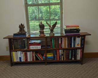 Sturdy Handmade Wooden Bookcase - $50 - 70" long, 10" deep, 26" tall.