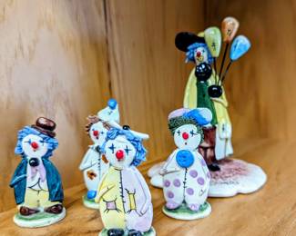 Vintage Italian Clowns - set of 4 small ones is $40, the large clown in back is $38.