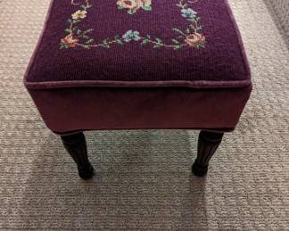 Purple Crewel Work Stool - $60.