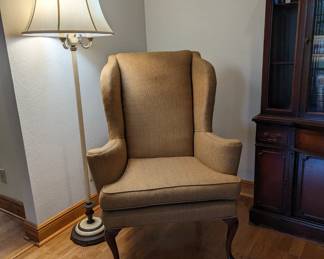 Wing Back Chair - $160 - 34" wide, 46" deep, 19" from floor to seat, and 23" from seat to top of chair.