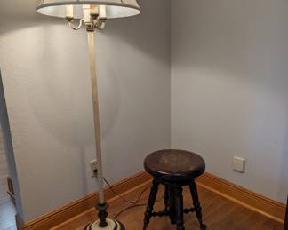 Antique Piano Stool $140 / Antique Cast Iron Lamp $140.
