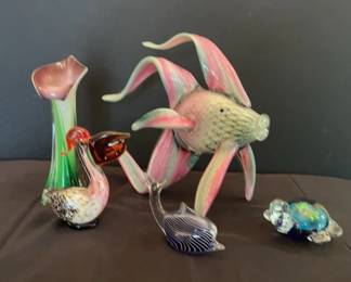 5 pc Glass Animal Figurines