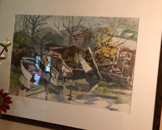 Large watercolor signed Barry Lewis