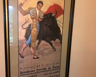 Vintage 1944 Bull fighting poster 