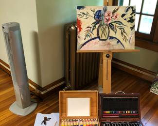 Easel and paints 