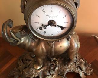 Bronze elephant clock 