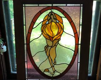 Large lion stained glass window