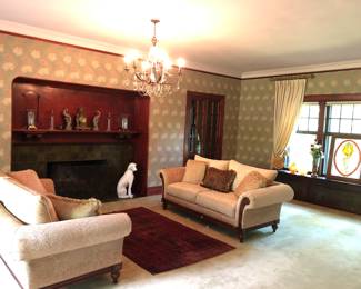 Main living room with pair of Ethan Allen sofas