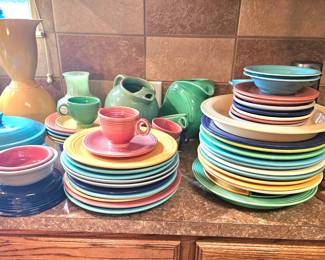 Lots of vibrant Fiesta Ware