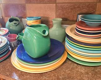 lots of vibrant Fiesta ware