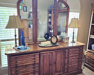 solid wood dresser and mirror