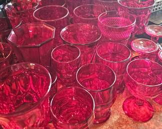 Ruby glasses, sold as lot