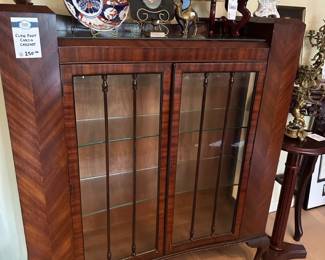 Claw Foot Curio Cabinet, Chinese Rice Paper Painting