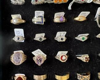 14k White Stone Ring (BL), 14k Multi-Color Stone Ring (BL), 14k Orange Stone Ring (BL), 14k & Diamond Turban Ring (BL)