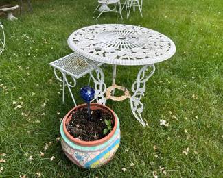 Planter, outdoor table and seat