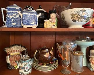 Royal Doulton American Indian Mug, Brandy Warmer, Vintage Masons Ironstone China Vista Blue Tea Caddy/Sugar Bowl with Lid