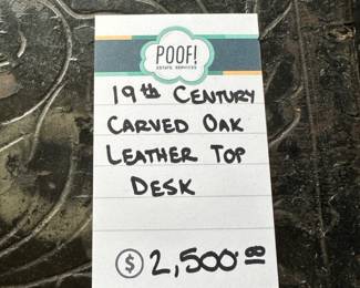 19th Century Carved Oak Leather Top Desk