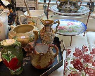Ceramic Vases, Glass Set, Cake Stand