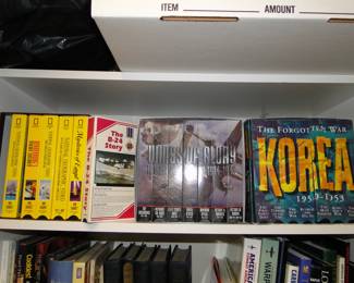 VHS tapes with the most amazing documentaries of various wars, and the Bomber Plant at Willow Run