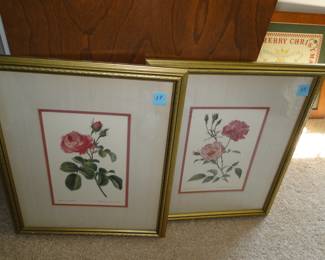 Floral framed prints, matching set