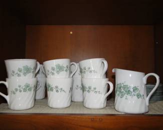 Complete set of ivy pattern Corelle dishes