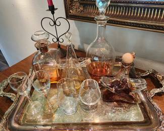 Collection of vintage decanters