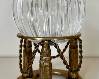 Mid-Century Lead Crystal on Brass Stand