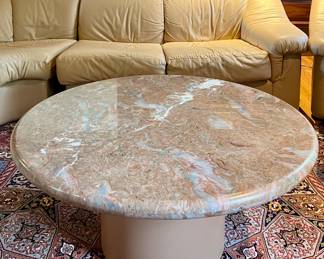 Marble Coffee Table with Column Base