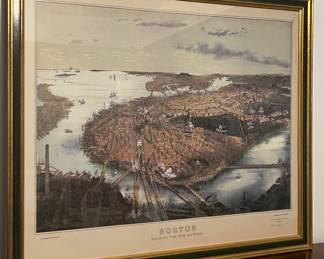 Antique Boston Bird's-Eye View From The North Print