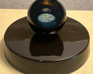 Signed Art Glass Paperweight on Illumination Stand
