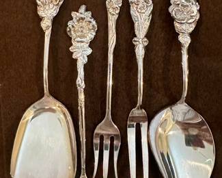 Reed & Barton Harlequin Rose 5-piece Condiment Serving Set