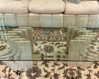 Glass & Travertine Coffee Table