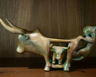Copper Ox & Tiger Figurine