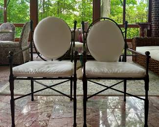 (2) Tommi Parzinger Wrought Iron Armchairs