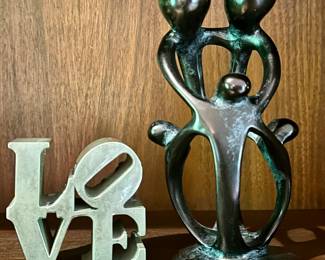 "Love" Paperweight & "Happy Family" Statue