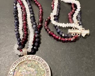Roman Glass Pendant & Semi Precious Stone Necklace