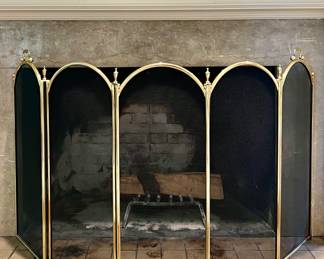 Folding Brass Fireplace Screen