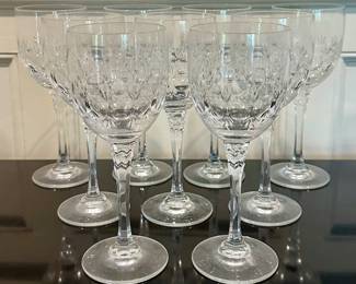 (9) Etched Wine Glasses