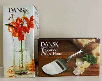 Dansk Wildflower Vase & Dansk Teakwood Cheese Plane
