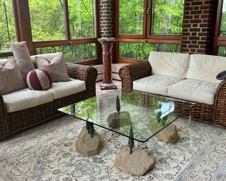 Coffee Table with Marble & Rock Feet
