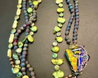 Dichroic Glass & Bead Necklace
